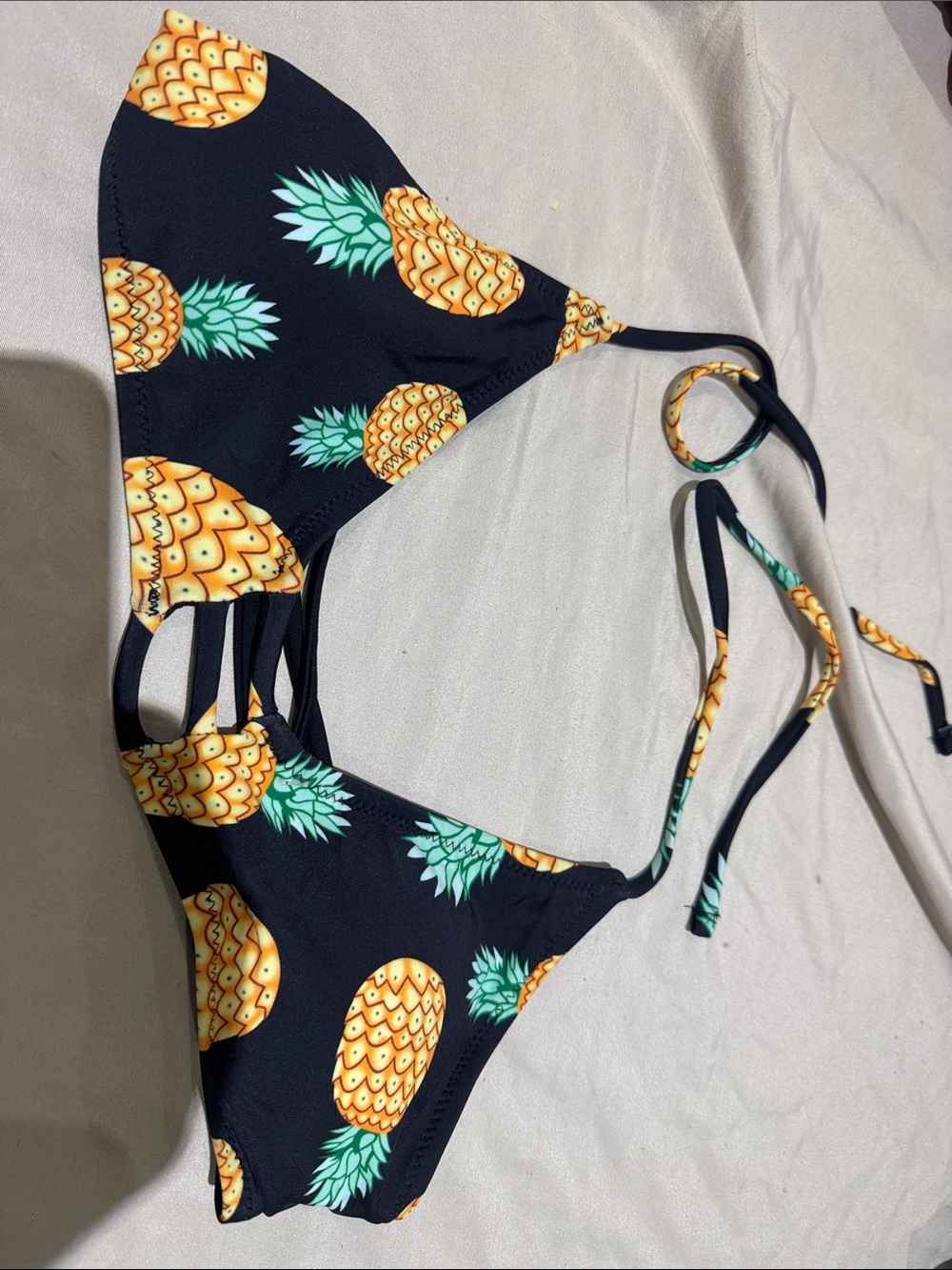 Women's Pineapple Print Bikini Top - Black & Yellow